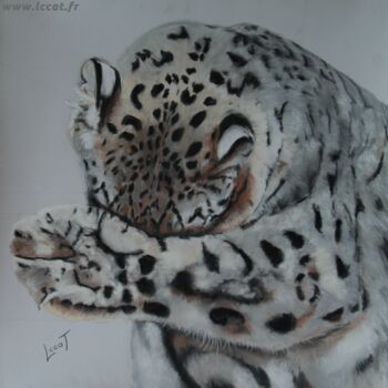 Peinture intitulée "Irbis ou la panthèr…" par Catherine Costet (Lccat), Œuvre d'art originale, Pastel