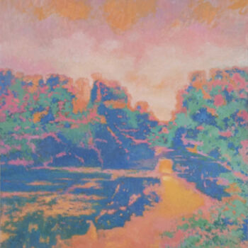 Painting titled "Закат" by Sergej Sviduk, Original Artwork, Oil Mounted on Wood Stretcher frame