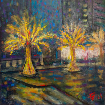 Pittura intitolato "Illuminated New Arb…" da Elena Turgeneva, Opera d'arte originale, Olio