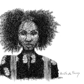 Drawing titled "Amber" by Aurèle De Fouay, Original Artwork, Ink