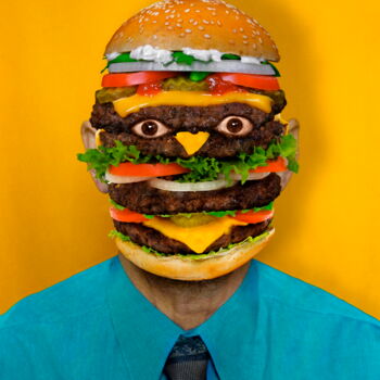 Fotografie mit dem Titel "Burger Man" von Hervé Gergaud, Original-Kunstwerk, Manipulierte Fotografie