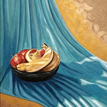 Pittura intitolato "Sunlit still life w…" da Fatimie Ashyrova, Opera d'arte originale, Acrilico Montato su Telaio per barell…