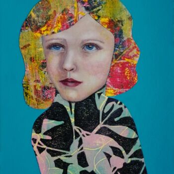 Painting titled "Visage 1/2025" by Elke Thiébaut, Original Artwork, Acrylic
