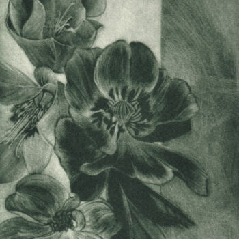 Printmaking titled "Faire avec les fleu…" by Dominique Keruzec (Maho), Original Artwork, Engraving