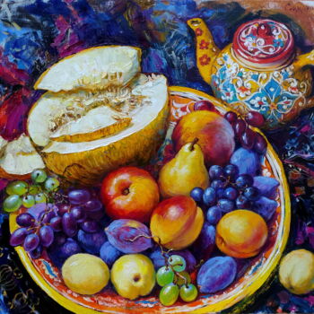 Εκτυπώσεις & Χαρακτικά με τίτλο "Still life with fru…" από Simanolya, Αυθεντικά έργα τέχνης, Χρωστικές ουσίες