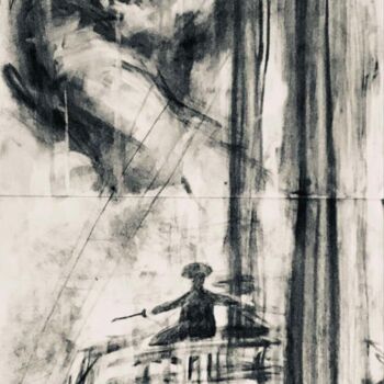 图画 标题为“Adamastor “Os Lusía…” 由Hugo Silva, 原创艺术品, 木炭 安装在金属上