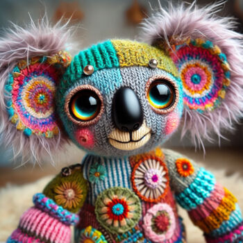 Digitale Kunst getiteld "Vibrant Knitted Koa…" door Alberto Capitani, Origineel Kunstwerk, AI gegenereerde afbeelding
