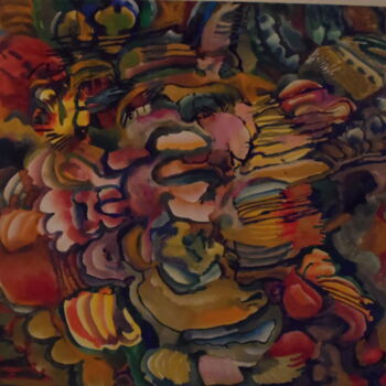 Schilderij getiteld "Dragon" door Geneviève Durantou, Origineel Kunstwerk, Gouache