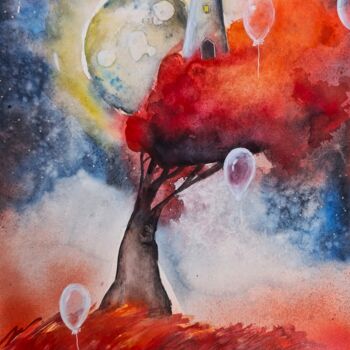Painting titled "Baloons Breath" by Evgenia Smirnova, Original Artwork, Watercolor
