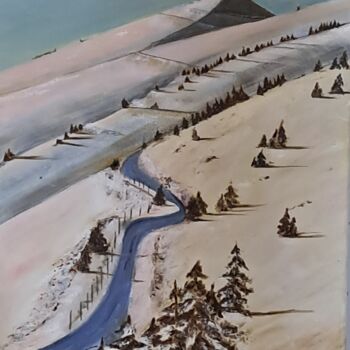 Painting titled "sur la route du tou…" by Cré'Art "Ghilozzi", Original Artwork, Oil Mounted on Wood Stretcher frame