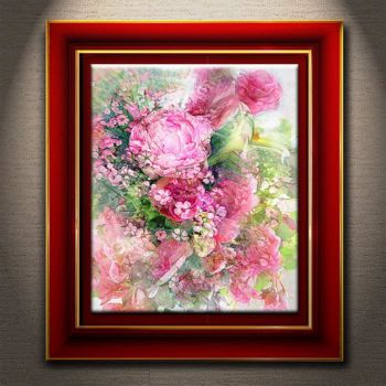 Arts numériques intitulée "ROSES PIVOINES (toi…" par Pix-Peinture Kabuki, Œuvre d'art originale