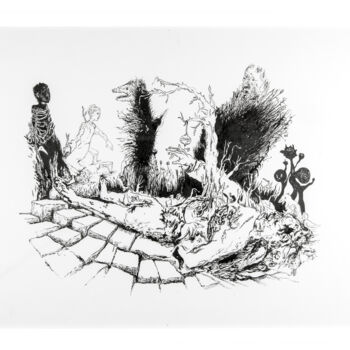 图画 标题为“En pensant à Velasq…” 由Bruno Sentier (Assemblages), 原创艺术品, 墨