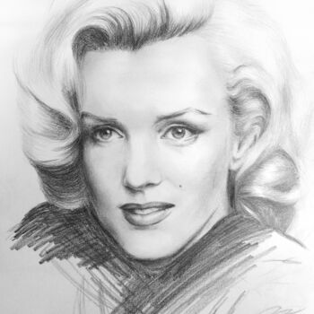 图画 标题为“Marilyn Monroe 3” 由Tanya Goldstein, 原创艺术品, 铅笔