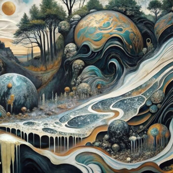Digital Arts με τίτλο "Cosmic River" από Miguel Bruzual, Αυθεντικά έργα τέχνης, Ψηφιακή ζωγραφική