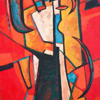 Painting titled "The Two Of Us" by Rumen Sazdov, Original Artwork, Oil Mounted on Wood Stretcher frame