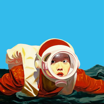 Ζωγραφική με τίτλο "La plongeuse" από Barthélémy Amoros, Αυθεντικά έργα τέχνης, Λάδι