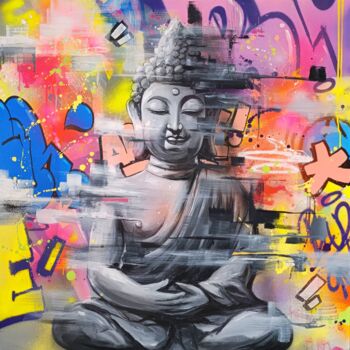 绘画 标题为“Graffiti mind” 由Blure, 原创艺术品, 丙烯 安装在木质担架架上