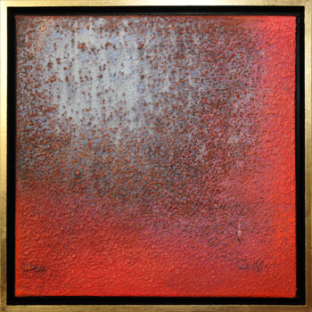 Картина под названием "Fluor red rust" - Karin Vermeer, Подлинное произведение искусства, Масло Установлен на Деревянная рам…