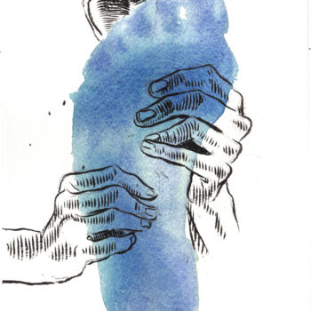 Dessin intitulée "Bonbon pied" par Gaele Flao, Œuvre d'art originale, Encre Monté sur Panneau de bois