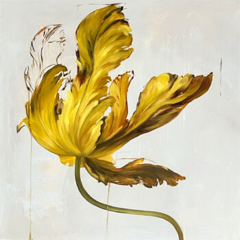 Painting titled "“S” Flower" by Rosi Roys, Original Artwork, Oil