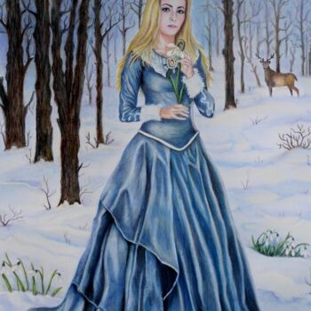 Dessin intitulée "Snowdrop" par Taha Mansour, Œuvre d'art originale, Crayon