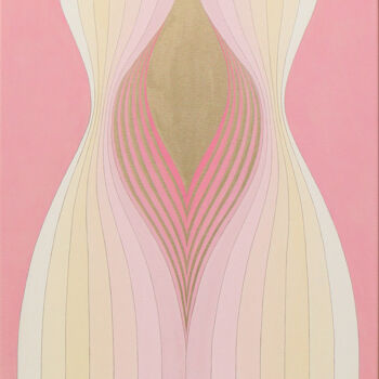 Painting titled "Rosa Komposition" by Krisztina Dózsa-Farkas, Original Artwork, Acrylic Mounted on Wood Stretcher frame