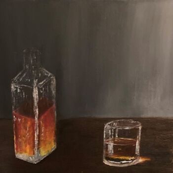 Painting titled "Whisky verre et bou…" by Petrusnp (Pierre Trarieux), Original Artwork, Acrylic Mounted on Wood Stretcher fr…