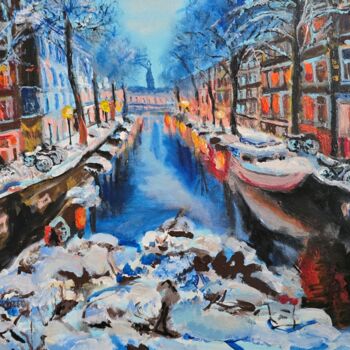 Peinture intitulée "Amsterdam" par Krystyna Mościszko, Œuvre d'art originale, Acrylique