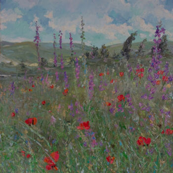 「Dance of Wildflowers」というタイトルの絵画 Kamsar Ohanyanによって, オリジナルのアートワーク, オイル ウッドストレッチャーフレームにマウント