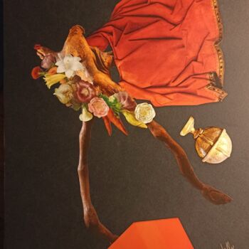 Collages intitulée "Le Baiser sur le do…" par Nelly Sanchez, Œuvre d'art originale, Collages Monté sur Panneau de bois