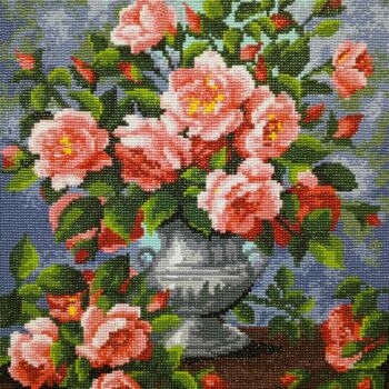 Peinture intitulée "Flowers in a vase" par Anatolii Rabkov, Œuvre d'art originale, Mosaïque Monté sur Châssis en bois