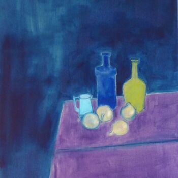 Painting titled "Nature morte 2" by Bénédicte Basili, Original Artwork, Oil Mounted on Wood Stretcher frame