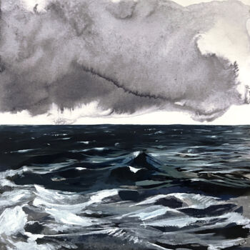 Peinture intitulée "Houle #5" par Gaele Flao, Œuvre d'art originale, Huile Monté sur Panneau de bois