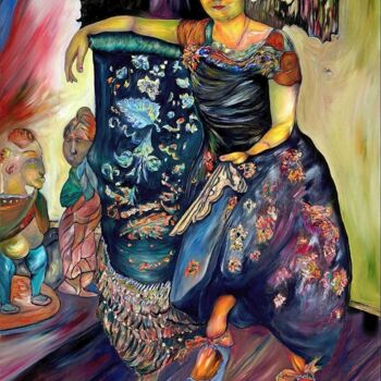 Schilderij getiteld "Portrait of Olga St…" door Rodolfo V Ortiz, Origineel Kunstwerk, Olie Gemonteerd op Frame voor houten b…