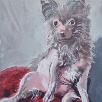 Peinture intitulée "The funny dog (bold)" par Liza Nabokova, Œuvre d'art originale, Acrylique Monté sur Châssis en bois