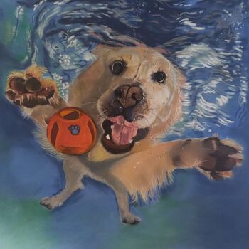 Drawing titled "Water Ball" by Anne Degremont, Original Artwork, Pastel