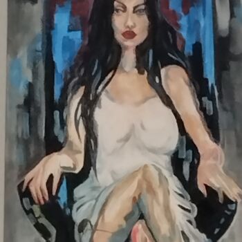 Malerei mit dem Titel "Femme fatal" von Maximilian Angenstein, Original-Kunstwerk, Acryl Auf Keilrahmen aus Holz montiert