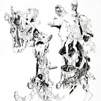 图画 标题为“Expulsion” 由Bruno Sentier (Assemblages), 原创艺术品, 墨