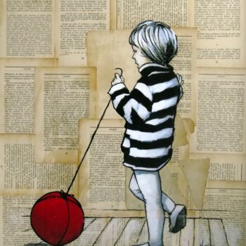 Painting titled "La balle" by Vincent Tessier Xxc, Original Artwork, Acrylic