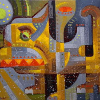 Malerei mit dem Titel "Near the crosswalk" von Serhii Voichenko, Original-Kunstwerk, Öl