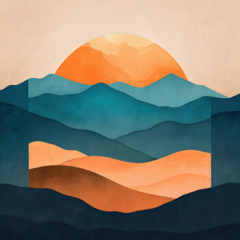 Digital Arts titled "Abstract Peaks" by Miguel Bruzual, Original Artwork, Digital Painting