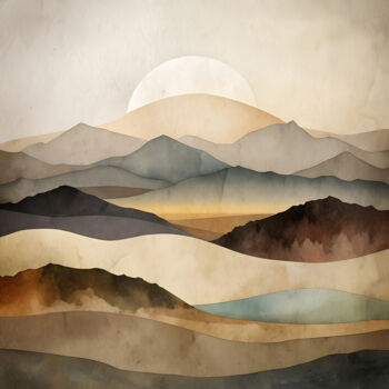 Digital Arts titled "Mountain Serenity" by Miguel Bruzual, Original Artwork, Digital Painting