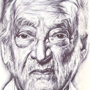 Drawing titled "Portrait of Italian…" by Viktoriia Malaniuk, Original Artwork, Ballpoint pen