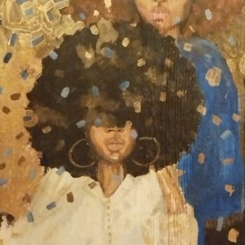 Malerei mit dem Titel "Afro Woman" von Maximilian Angenstein, Original-Kunstwerk, Acryl Auf Keilrahmen aus Holz montiert