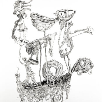 Disegno intitolato "Les petits arrangem…" da Bruno Sentier (Assemblages), Opera d'arte originale, Inchiostro