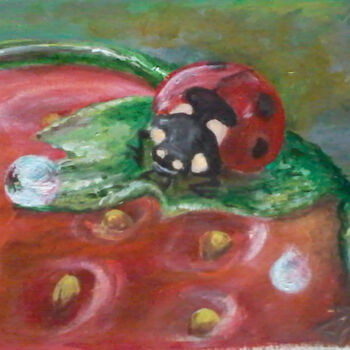 Peinture intitulée "Coccinelle" par Isabelle Blanc, Œuvre d'art originale, Acrylique Monté sur Carton
