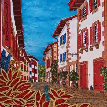 Painting titled "derrière les fleurs…" by Gilbert Devesa, Original Artwork, Acrylic Mounted on Wood Stretcher frame