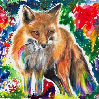 Painting titled "Le peintre" by Camille Zéphyr, Original Artwork, Watercolor