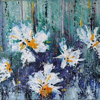 Peinture intitulée "Les fleurs blanches" par Katherine Jacop-Pouliquen, Œuvre d'art originale, Acrylique