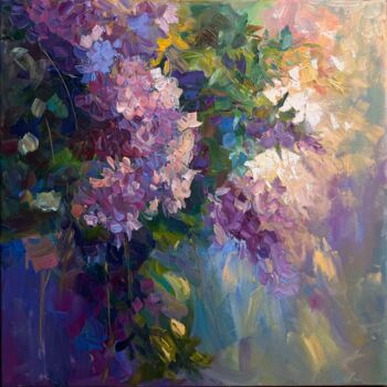 Pittura intitolato "Wisteria. Spring Aw…" da Elena Tretiakova, Opera d'arte originale, Olio Montato su Telaio per barella in…